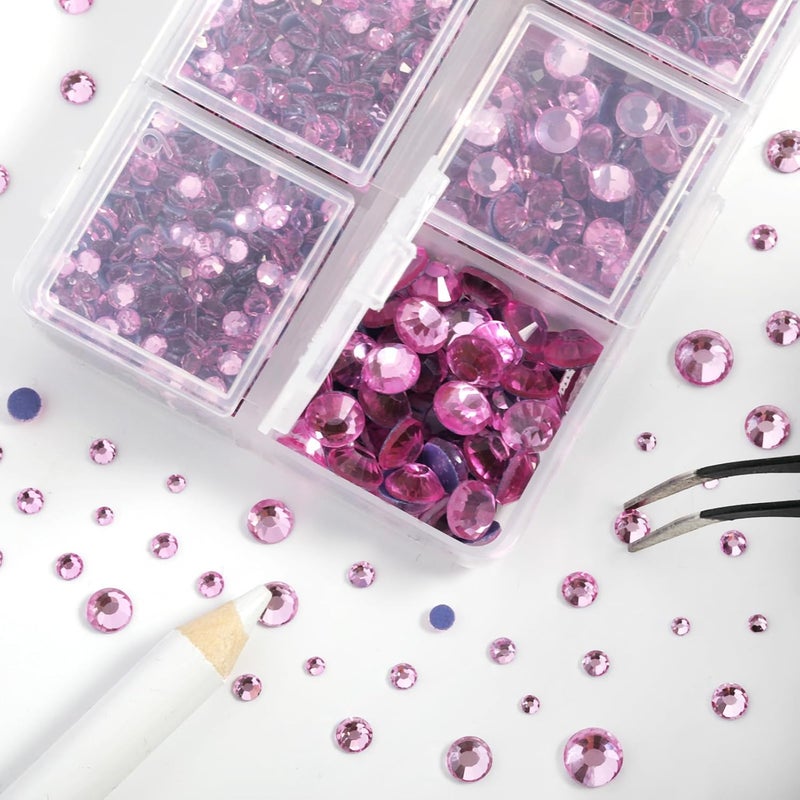 BEADSLAND Hotfix Rhinestones 3960pcs, Pink Rhinestone for Clothes, Hot Fix Crystals Rhinestones with Tweezers and Wax Pencil Kit,Mixed 5 Sizes, SS6-SS30, Dark Pink - Image 3